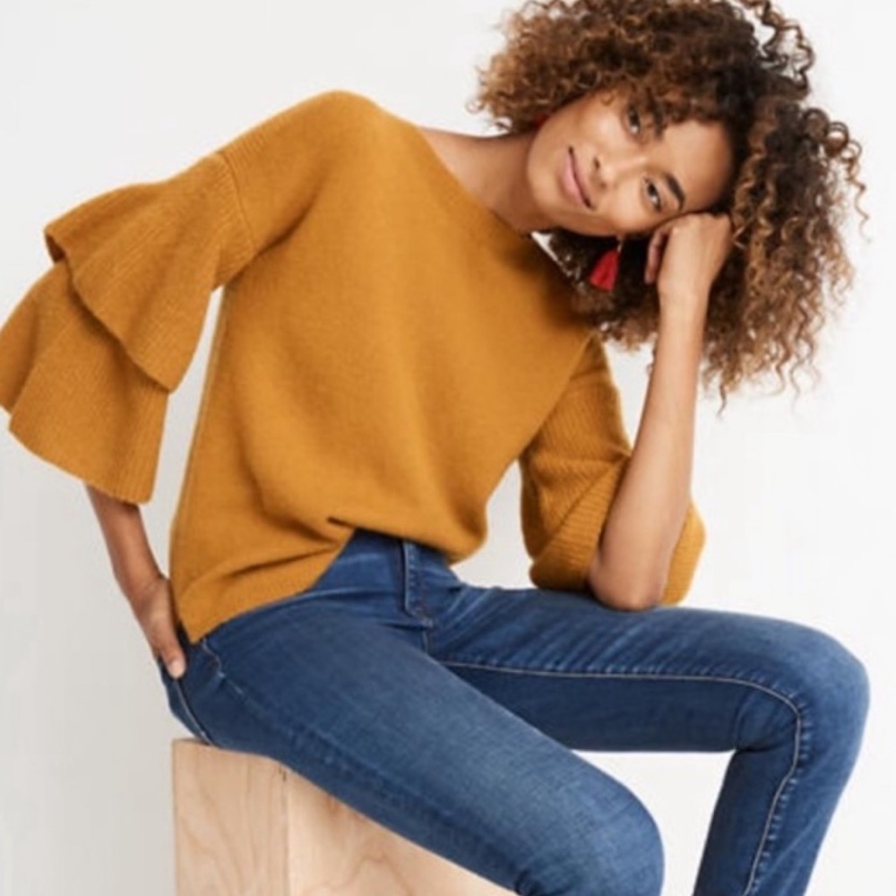 NWOT Madewell Tier Sleeve Sweater Gold size M